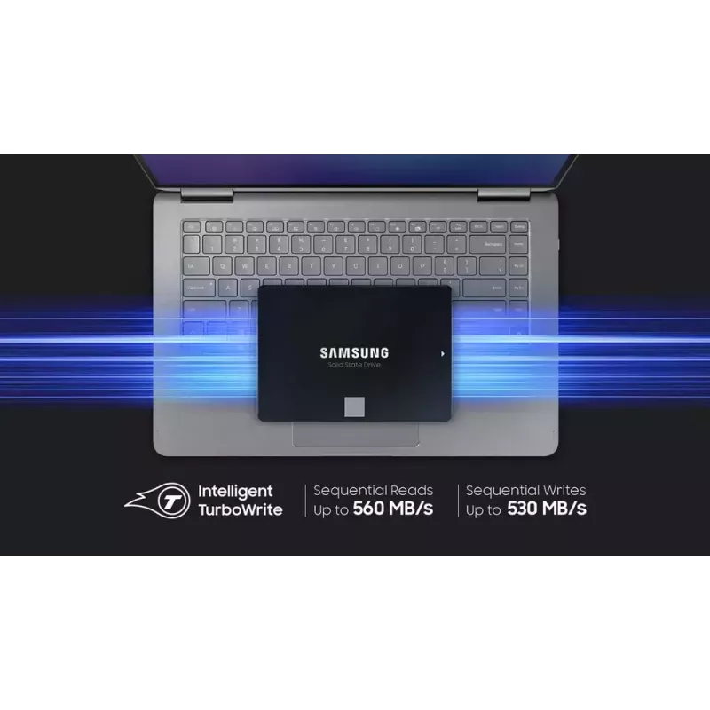 SSD 2,5 colio Samsung 870 EVO 1000 GB — SATA III, Skaitymas 560 MB/s, Rašymas 530 MB/s, Juoda