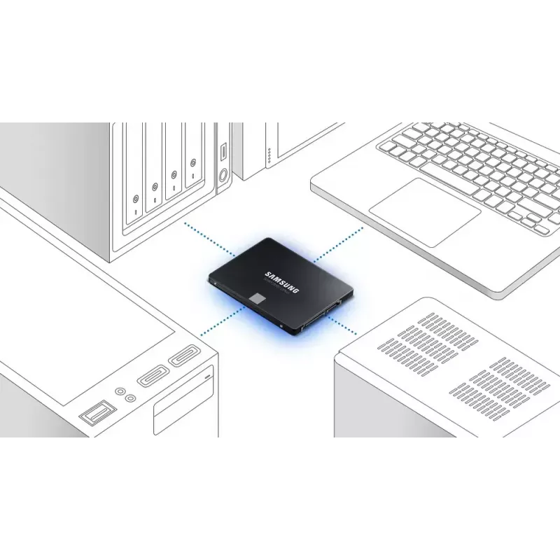 SSD 2,5 colio Samsung 870 EVO 1000 GB — SATA III, Skaitymas 560 MB/s, Rašymas 530 MB/s, Juoda