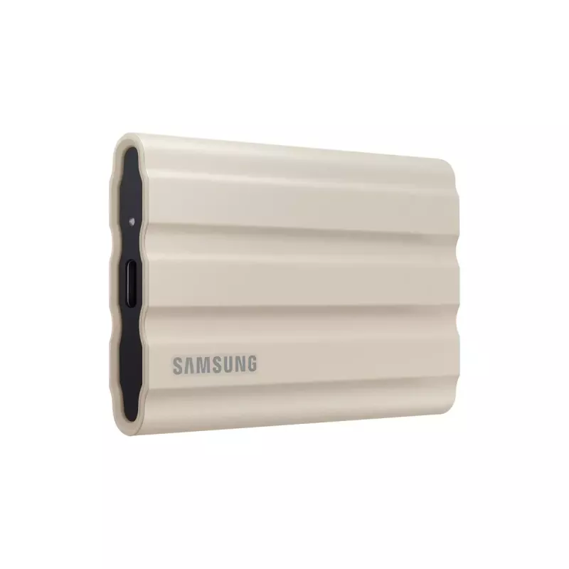 Išorinis SSD Samsung MU-PE1T0K 1TB nešiojamas NVMe USB Type-C 3.2 Gen 2, smėlio spalvos, guminis korpusas, atsparus vandeniui