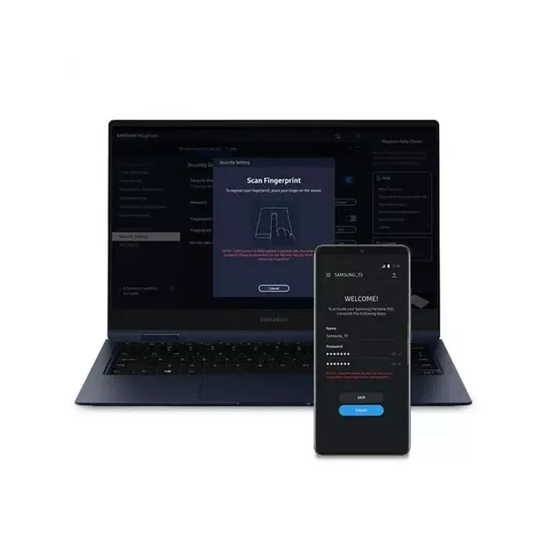 Išorinis SSD Samsung MU-PE1T0K 1TB nešiojamas NVMe USB Type-C 3.2 Gen 2, smėlio spalvos, guminis korpusas, atsparus vandeniui