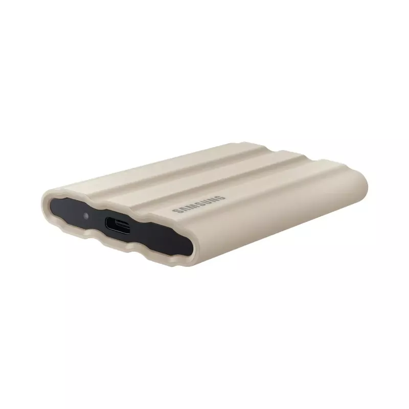 Išorinis SSD diskas Samsung MU-PE2T0K 2 TB NVMe nešiojamas USB Type-C 3.2 Gen 2, skaitymas 1050 MB/s, rašymas 1000 MB/s, smėlio spalvos guminis korpusas