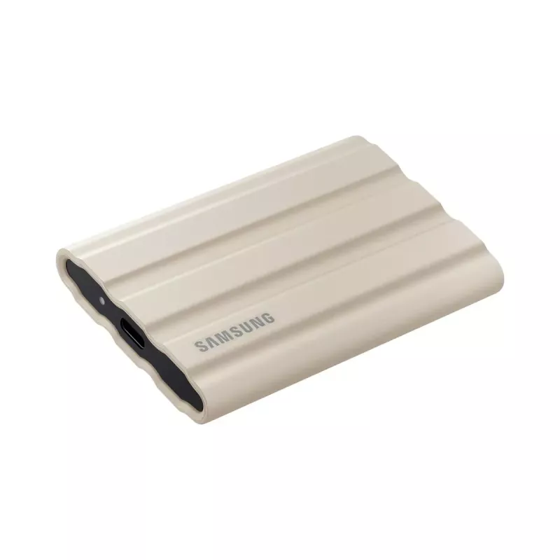 Išorinis SSD diskas Samsung MU-PE2T0K 2 TB NVMe nešiojamas USB Type-C 3.2 Gen 2, skaitymas 1050 MB/s, rašymas 1000 MB/s, smėlio spalvos guminis korpusas