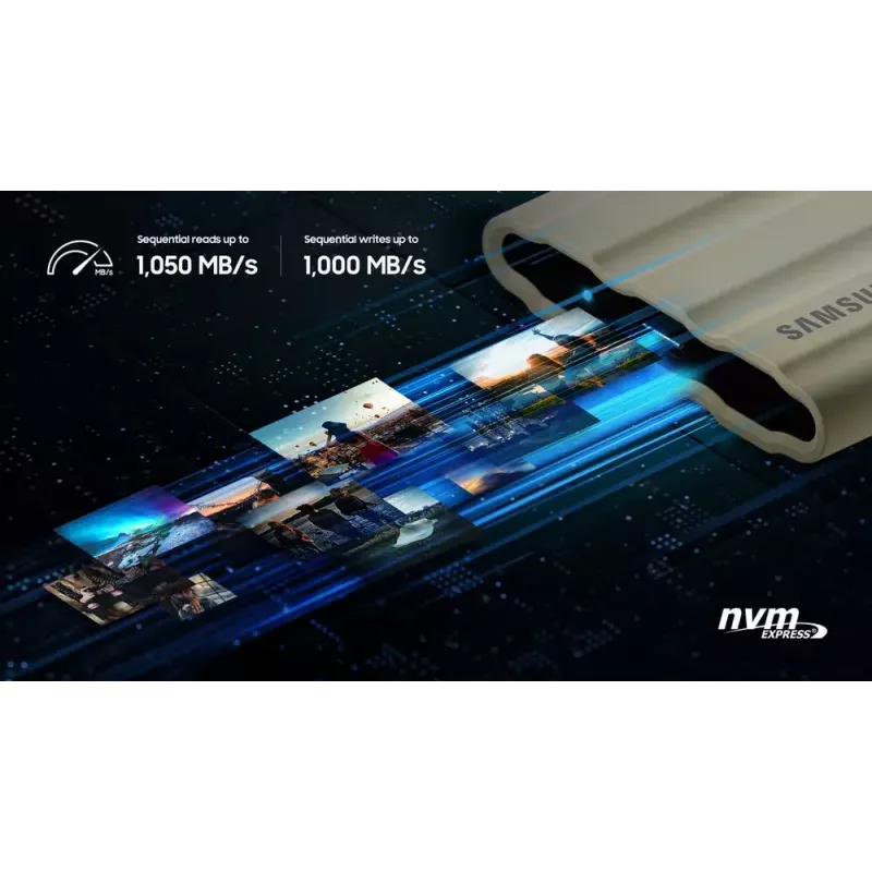 Išorinis SSD Samsung MU-PE1T0R 1 TB USB Type-C 3.2 Gen 2 (NVMe), mėlynas, guminis korpusas