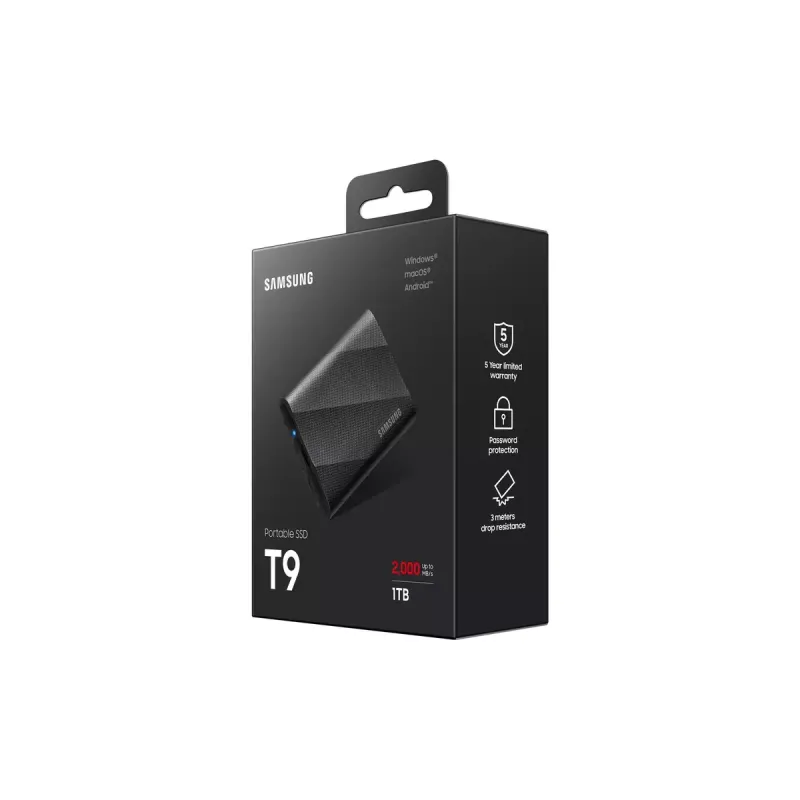 Samsung MU-PG1T0B 1 TB USB-C išorinis SSD (USB 3.2 Gen 2x2, juodas)