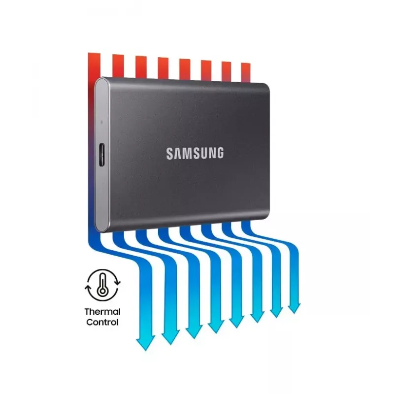 Nešiojamas SSD Samsung MU-PC4T0T 4TB USB Type-C 3.2 Gen 2, 1050/1000 MB/s, AES-256 aparatinė šifravimas, atsparus kritimams