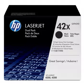 HP 42X 2 vnt. didelės išeigos juodi originalūs LaserJet tonerio kasetės