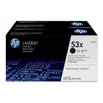 HP 53X 2 rinkinys Didelės išeigos juodi originalūs lazeriniai kasetės