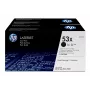 HP 53X 2 rinkinys Didelės išeigos juodi originalūs lazeriniai kasetės