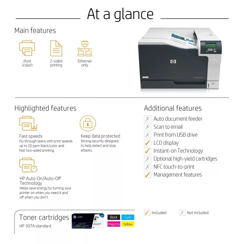 HP Color LaserJet Professional CP5225dn spausdintuvas, lazerinis, spalvotas, 600 x 600 DPI, A3, 20 ppm, dvipusis spausdinimas
