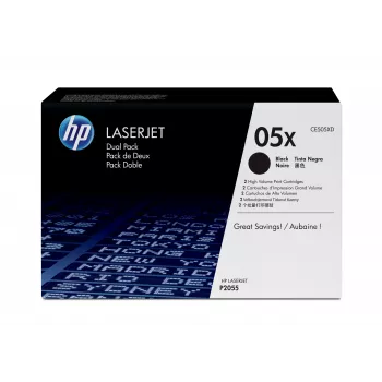 HP 05X 2 vnt. didelės išeigos juodi originalūs LaserJet tonerio kasetės
