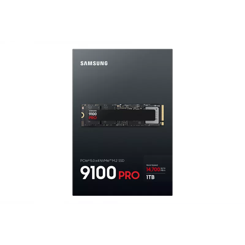 M.2 NVMe SSD Samsung 9100 PRO 1 TB, PCIe 5.0, 2280, Skaitymas 14700 MB/s, Rašymas 13300 MB/s