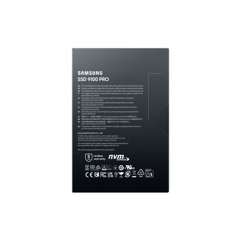 M.2 NVMe SSD Samsung 9100 PRO 1 TB, PCIe 5.0, 2280, Skaitymas 14700 MB/s, Rašymas 13300 MB/s