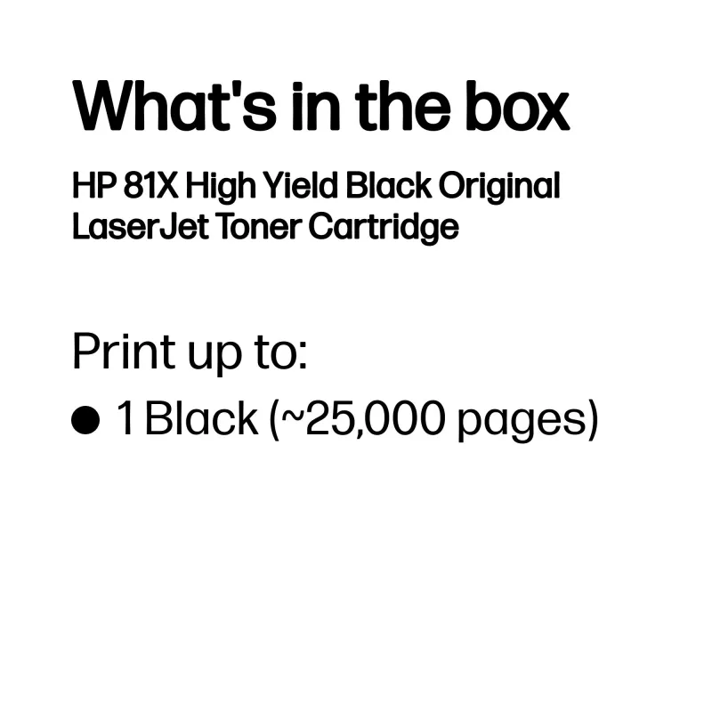 HP 81X didelės talpos juodas originalus lazerinio spausdintuvo kasetė, 25000 puslapių, juoda, 1 vnt.