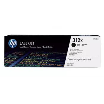 Tonerio kasetės rinkinys HP 312X (CF380XD) — 2× juodos didelės išeigos, po 8800 puslapių