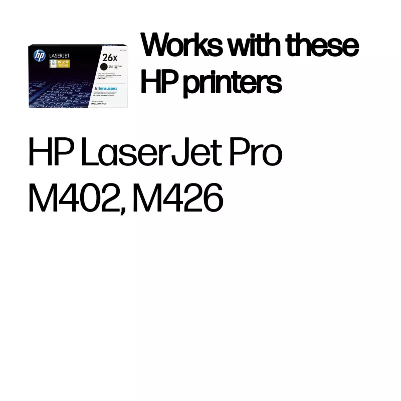 HP 26X didelės talpos juodi originalūs lazeriniai kasetės kasetė, 9000 puslapių, juoda, 1 vnt.