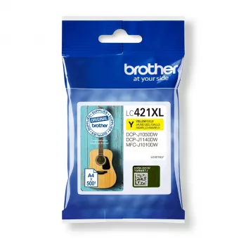 Brother LC-421XLY geltona kasetė 1 vnt. Originali didelės talpos (XL) geltona