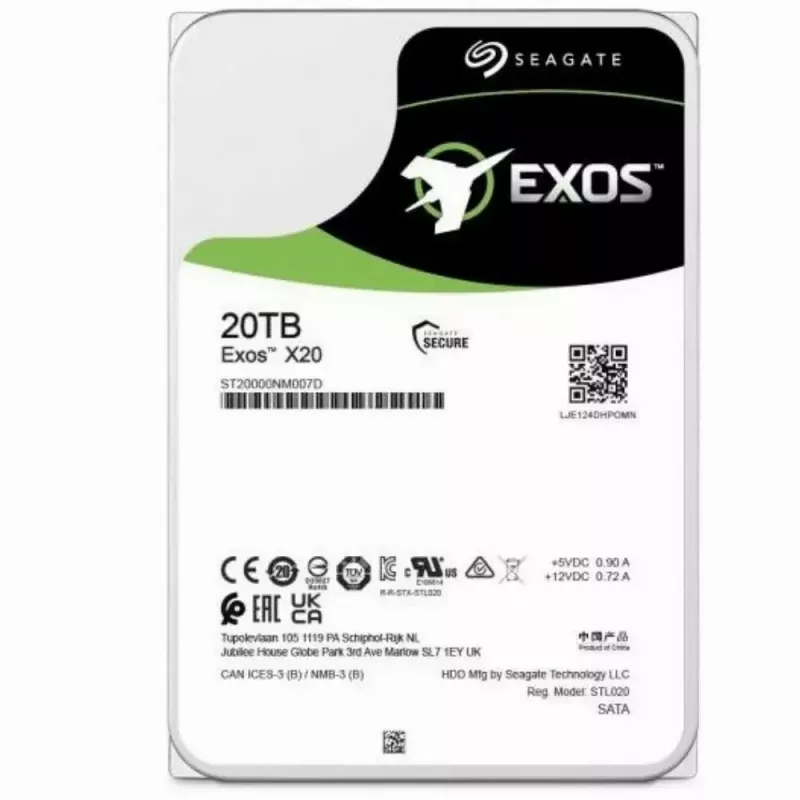 Seagate Enterprise Exos X20 vidinis kietasis diskas 20 TB 7200 RPM 3,5 colio SATA III