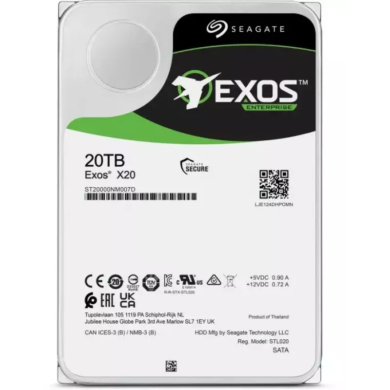 Seagate Enterprise Exos X20 vidinis kietasis diskas 20 TB 7200 RPM 3,5 colio SATA III