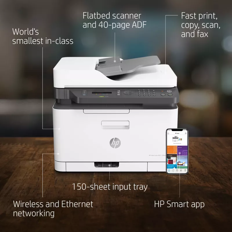 HP Color Laser MFP 179fnw spausdintuvas, lazerinis, spalvotas, 600 x 600 DPI, A4, tiesioginis spausdinimas, juodas, baltas