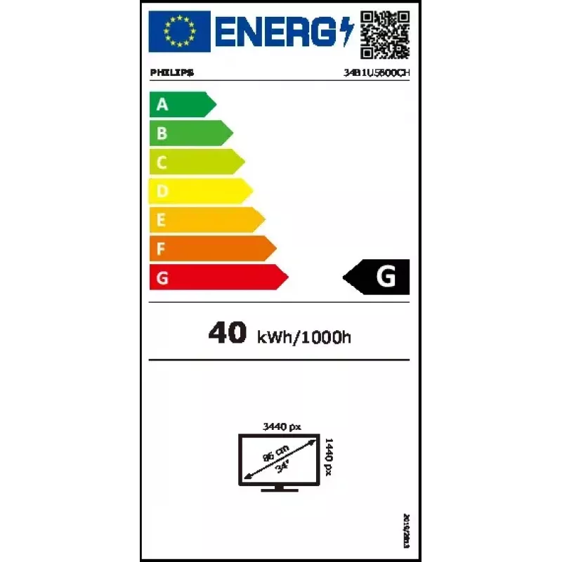 Philips 5000 serijos 34B1U5600CH/00 kompiuterio monitorius 86,4 cm (34 colių) 3440 x 1440 pikselių Wide Quad HD LCD juodas