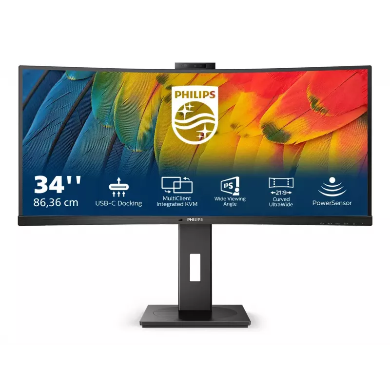 Philips 5000 serijos 34B1U5600CH/00 kompiuterio monitorius 86,4 cm (34 colių) 3440 x 1440 pikselių Wide Quad HD LCD juodas