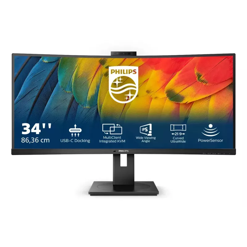 Philips 5000 serijos 34B1U5600CH/00 kompiuterio monitorius 86,4 cm (34 colių) 3440 x 1440 pikselių Wide Quad HD LCD juodas