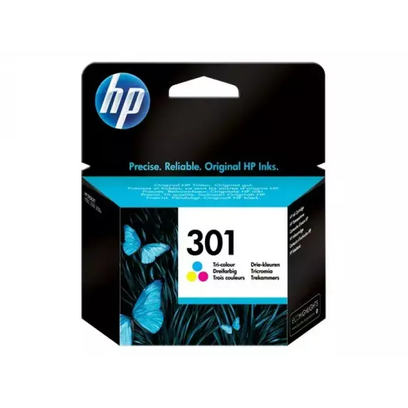 HP 301 Tri-color Original rašalo kasetė (3 spalvos, 150 puslapių)