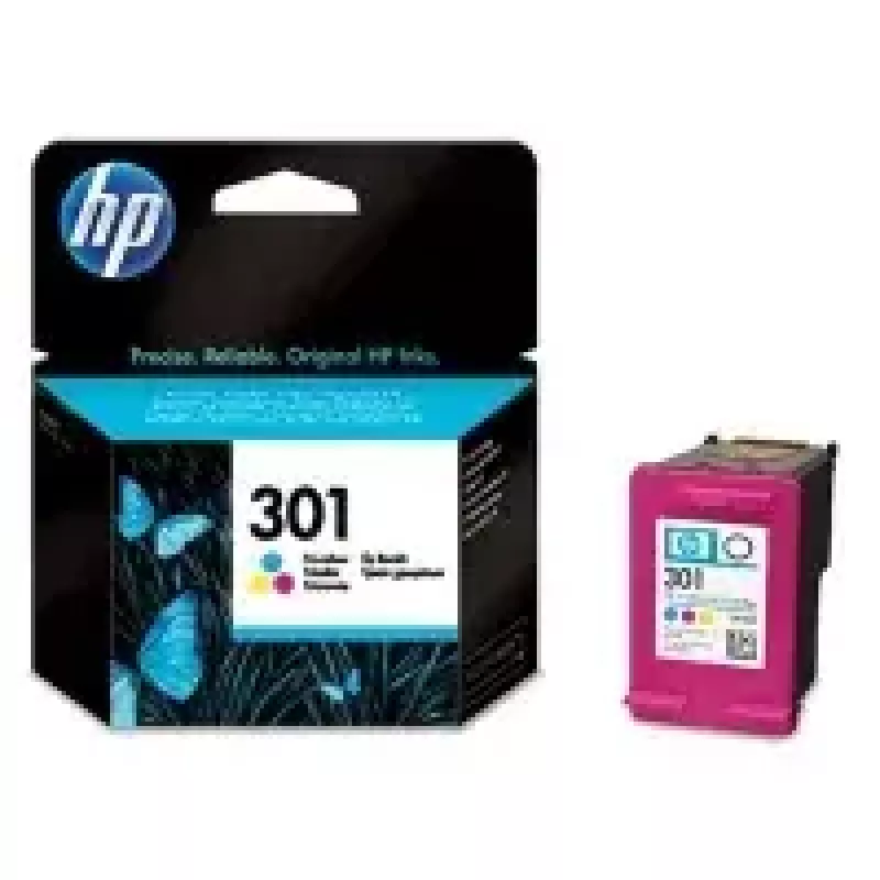 HP 301 Tri-color Original rašalo kasetė (3 spalvos, 150 puslapių)