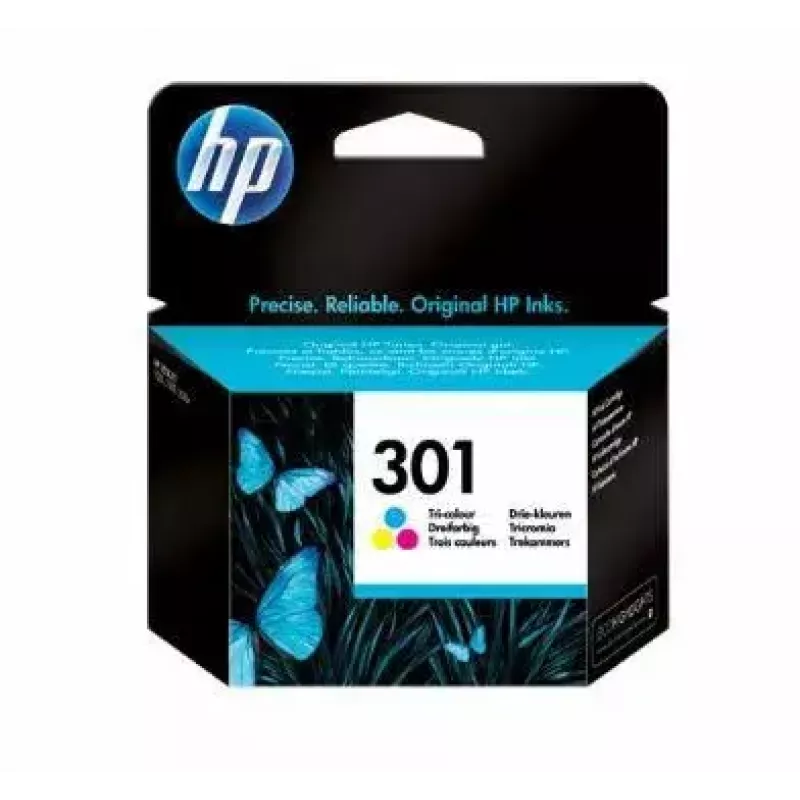 HP 301 Tri-color Original rašalo kasetė (3 spalvos, 150 puslapių)