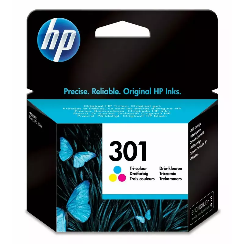 HP 301 Tri-color Original rašalo kasetė (3 spalvos, 150 puslapių)