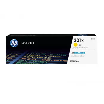 HP 201X didelės išeigos geltonas originalus LaserJet tonerių kasetė, 2300 puslapių, geltona, 1 vnt.