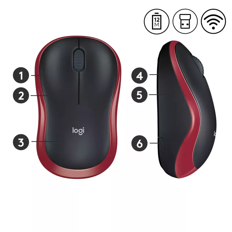 Belaidė pelė Logitech M185 raudona