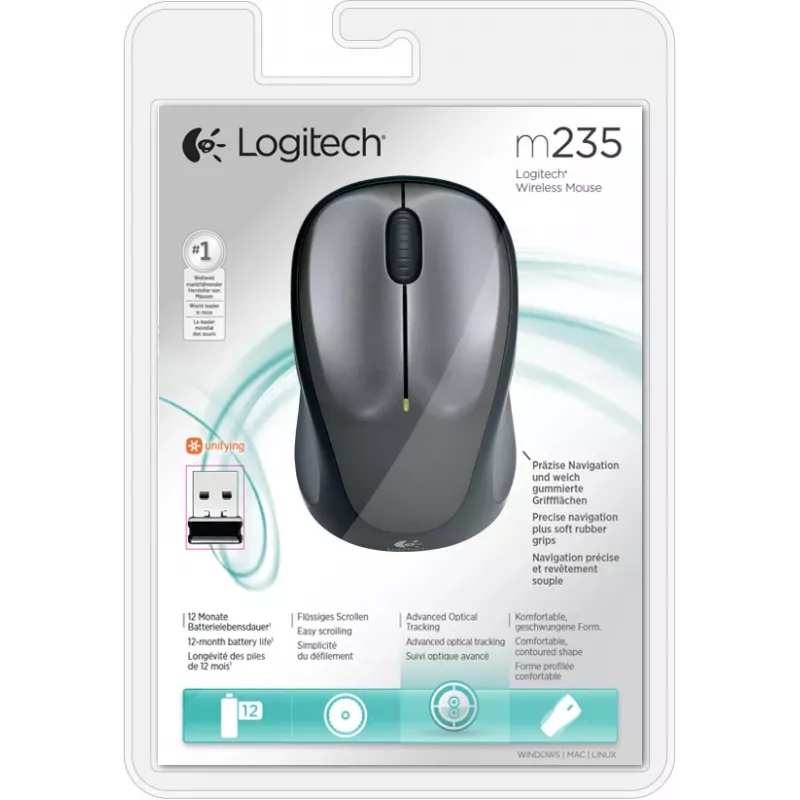 Belaidė pelė LOGITECH M235 tamsiai pilka