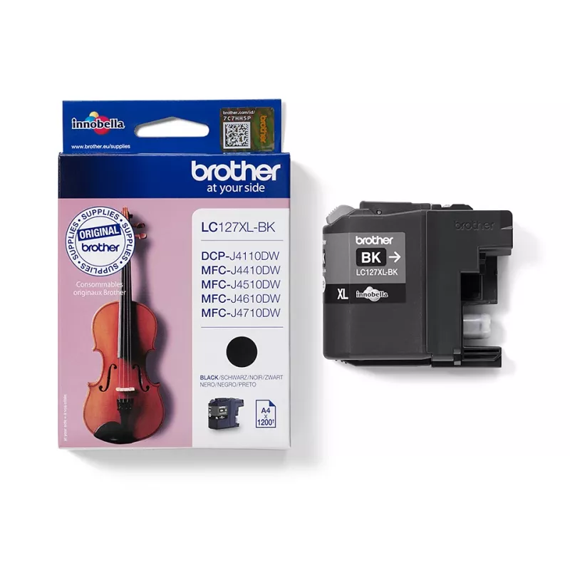 Kasetė Brother LC127XLBK rašalinė, juoda, 1 vnt., originali, itin didelės talpos