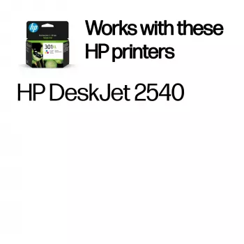 HP 301XL didelės talpos trijų spalvų originali kasetė (žydra, purpurinė, geltona), 1 vnt., 300 puslapių