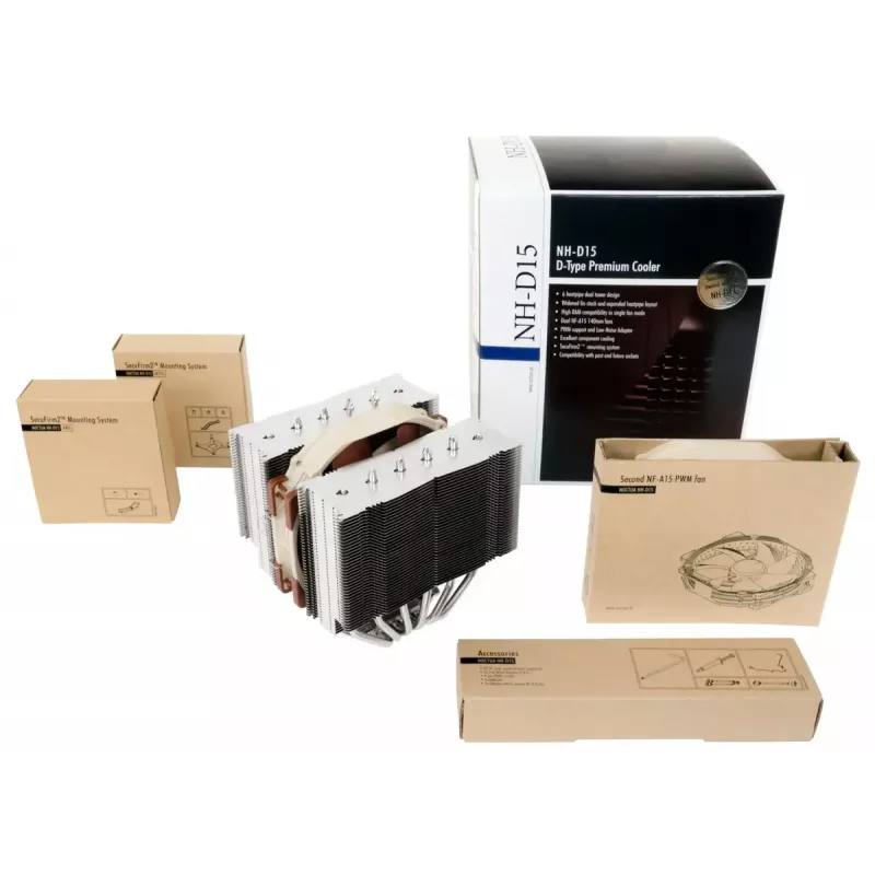 Aušintuvas CPU Noctua NH-D15 14 cm smėlio/rudos spalvos plieninis 1500 RPM 140,2 m³/h