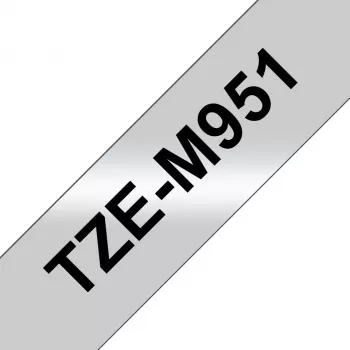 Brother TZe-M951 juosta etiketėms spausdinti, juoda ant sidabrinės