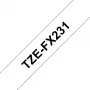 Brother TZE-FX231 lipni juosta etiketėms, juoda ant balto, 1,2 cm x 8 m