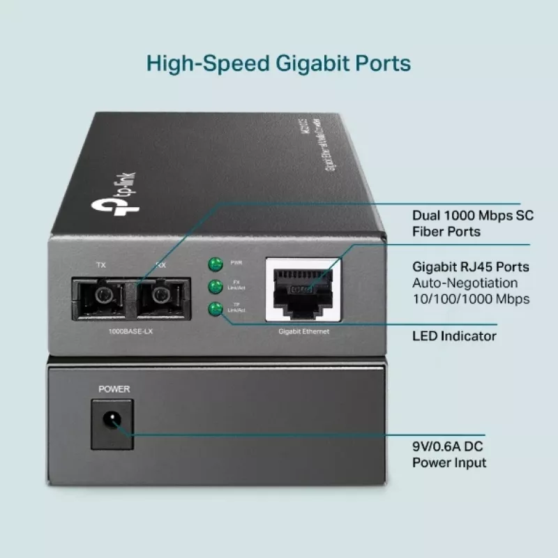Medijos keitiklis TP-Link MC210CS, Gigabit, 1000 Mbit/s, SC jungtis