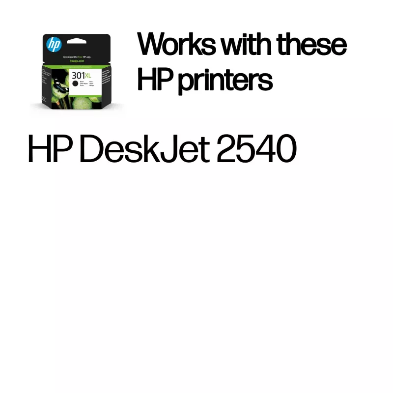 HP 301XL didelės išeigos juoda originali rašalo kasetė, juoda, 1 vnt., 360 puslapių