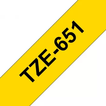 Brother TZE651 lipni juosta etiketėms 24 mm geltona
