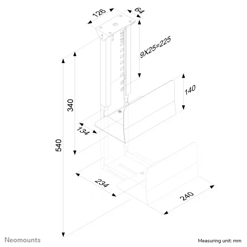 Neomounts CPU-D200BLACK laikiklis procesoriui - iki 30 kg - universalus, montuojamas po stalu