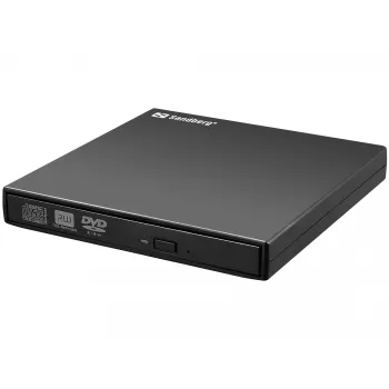 Sandberg USB DVD įrenginys, juodas, skirtas staliniam/nešiojamam kompiuteriui, DVD Super Multi, USB 2.0, CD-R, CD-ROM, CD-RW, DVD-R, DVD-ROM, DVD-RW, 24x