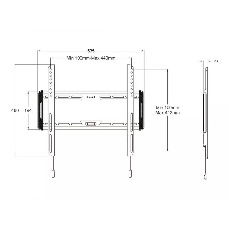 Multibrackets M Universal Wallmount Fixed Medium Juoda – fiksuotas televizoriaus laikiklis