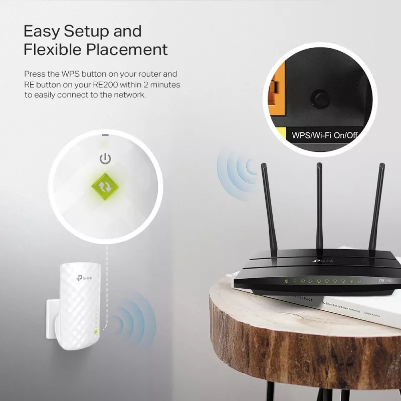 TP-Link RE200 belaidžio tinklo stiprintuvas, baltas, 10/100 Mbit/s
