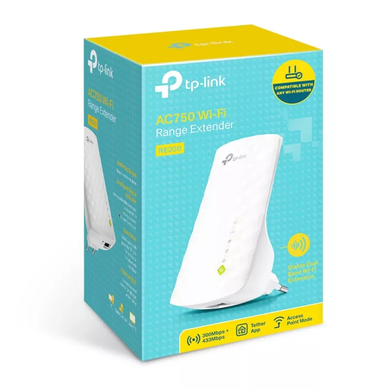 TP-Link RE200 belaidžio tinklo stiprintuvas, baltas, 10/100 Mbit/s