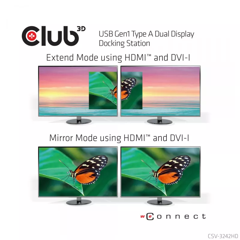 CLUB3D USB Gen1 Type A Dual Display (HDMI ir DVI) DisplayLink™ Dockinė stotelė