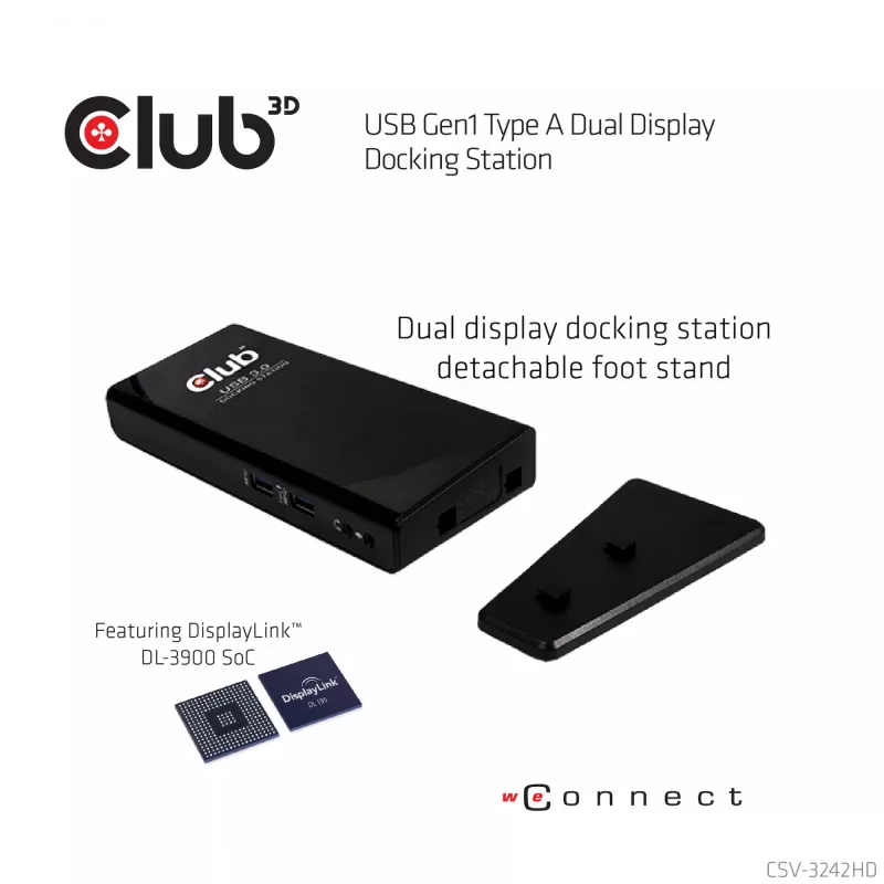 CLUB3D USB Gen1 Type A Dual Display (HDMI ir DVI) DisplayLink™ Dockinė stotelė
