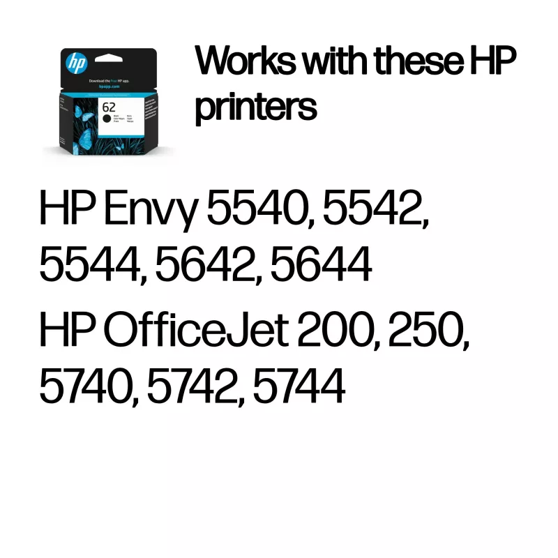 HP 62 Originali juoda rašalo kasetė