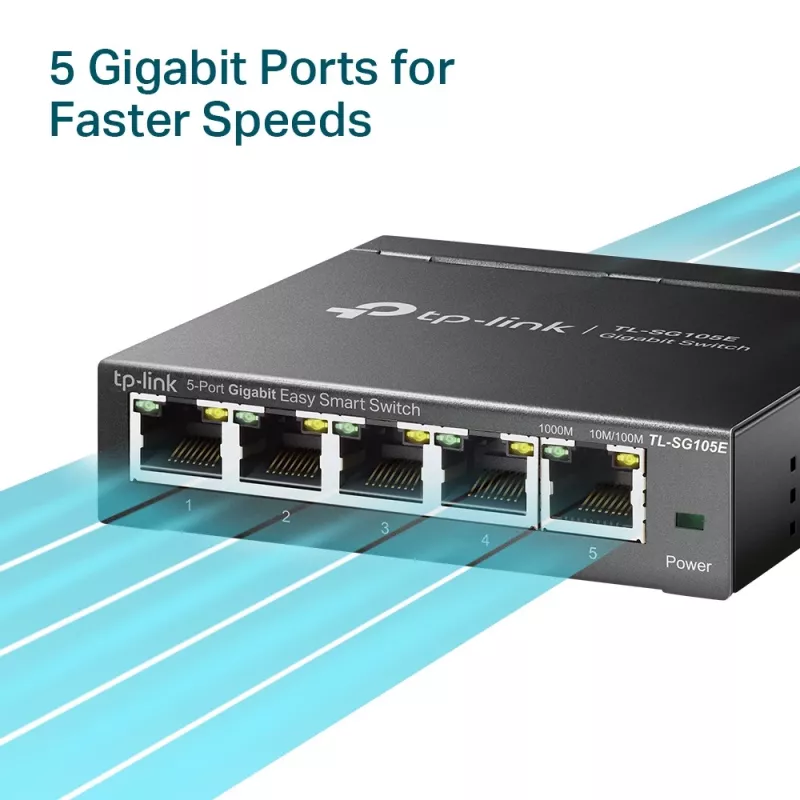 TP-Link TL-SG105E 5 prievadų Gigabit Easy Smart valdomas komutatorius, L2, Gigabit Ethernet (10/100/1000)